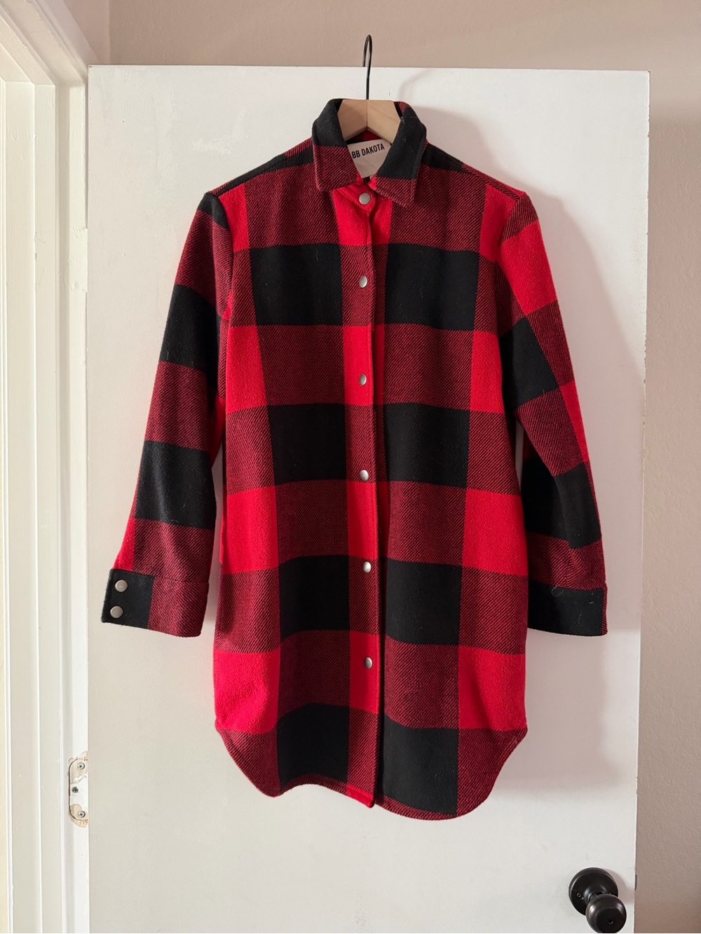 BB Dakota Red and Black Buffalo Plaid Shacket